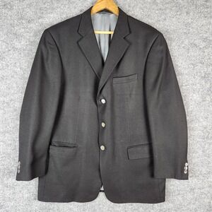 Tallia Uomo Loro Piana Blazer Wool Mens 44R Black 3 Button Sport Coat Jacket